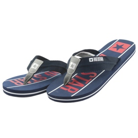 Herren Big Star 174658 marineblaue Hausschuhe weiß rot 3