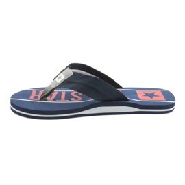 Herren Big Star 174658 marineblaue Hausschuhe weiß rot navy blau 2