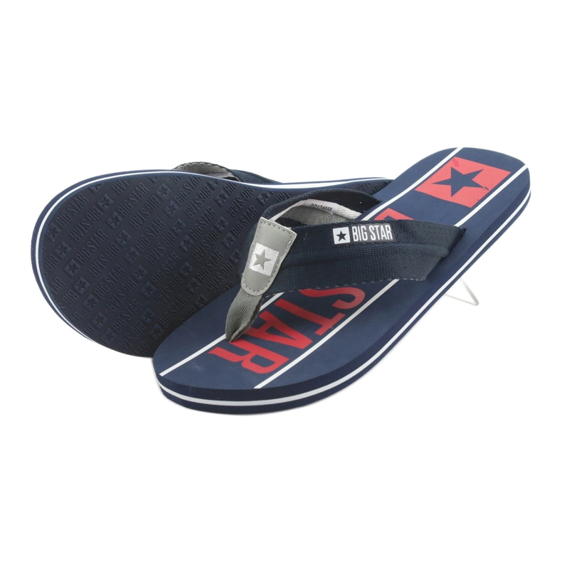 Herren Big Star 174658 marineblaue Hausschuhe weiß rot navy blau 4