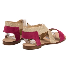 SHELOVET Elegante flache Sandalen braun rosa 1