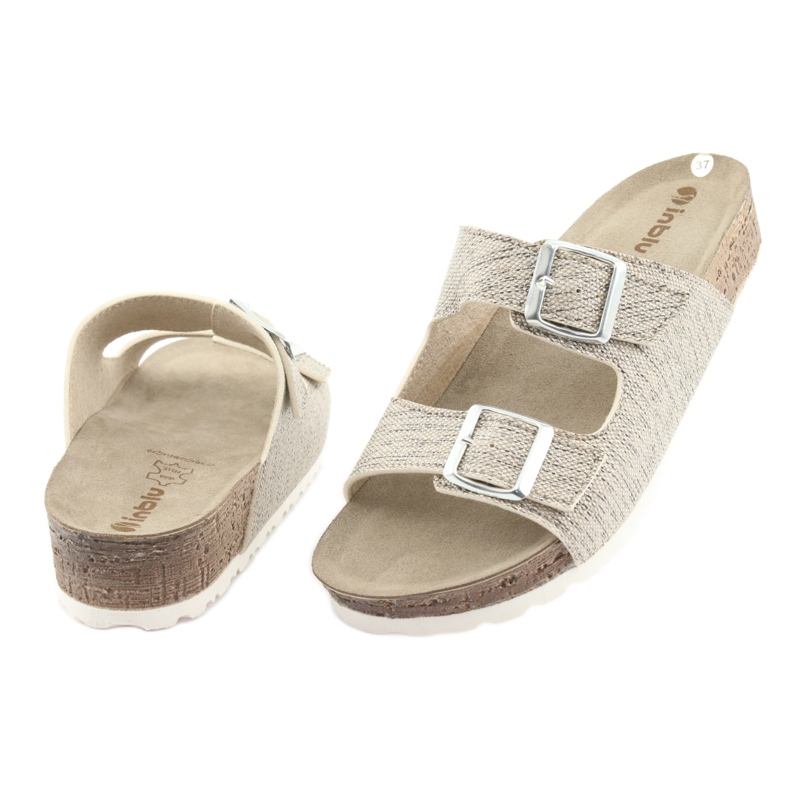 Beige Inblu NM013 Hausschuhe für Damen mit Silberpartikeln braun grau 4