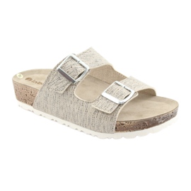 Beige Inblu NM013 Hausschuhe für Damen mit Silberpartikeln braun grau 1