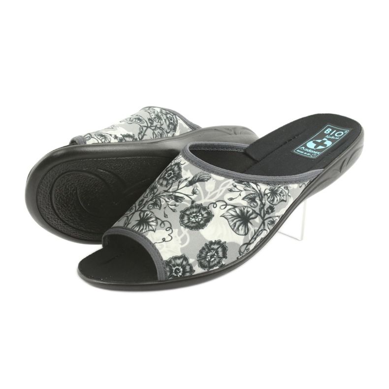 Damenhausschuhe Adanex 23981 grau schwarz naturfarben 4