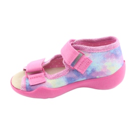 Befado Kinderschuhe 342P005 Regenbogen blau grau gelb rosa 3