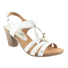 Caprice Damensandalen mit Ornament 28308 Silber Oval weiß grau 1