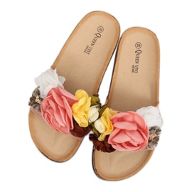 Hausschuhe mit Blumen rosa 218-170 Pink 1