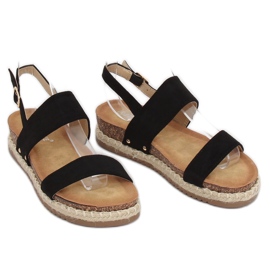 Schwarze Sandalen auf Korksohle CH-118 Black 2