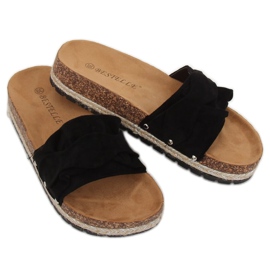Schwarze Espadrilles-Hausschuhe BJS-002 Schwarz 2