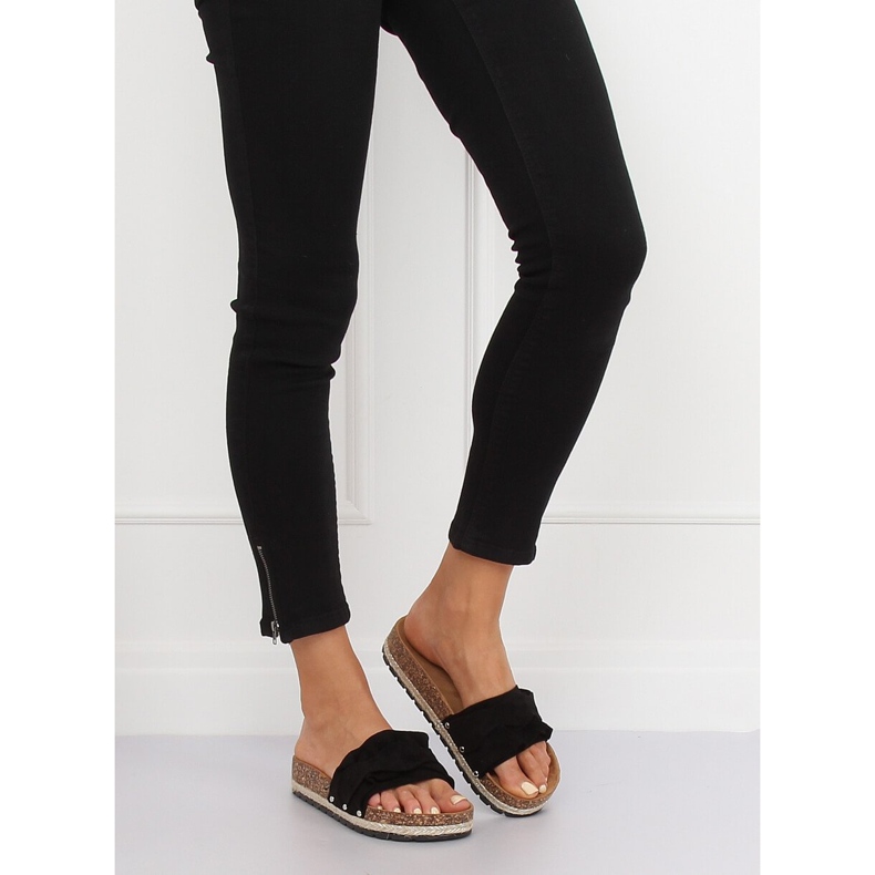 Schwarze Espadrilles-Hausschuhe BJS-002 Schwarz 1