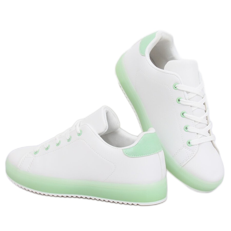 Weiße und grüne Sneakers für Damen 9118 Green 1