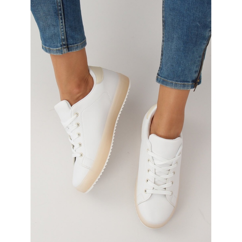 Weiß-beige Sneaker für Damen 9118 Beige braun 2