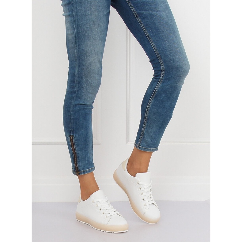 Weiß-beige Sneaker für Damen 9118 Beige braun 1