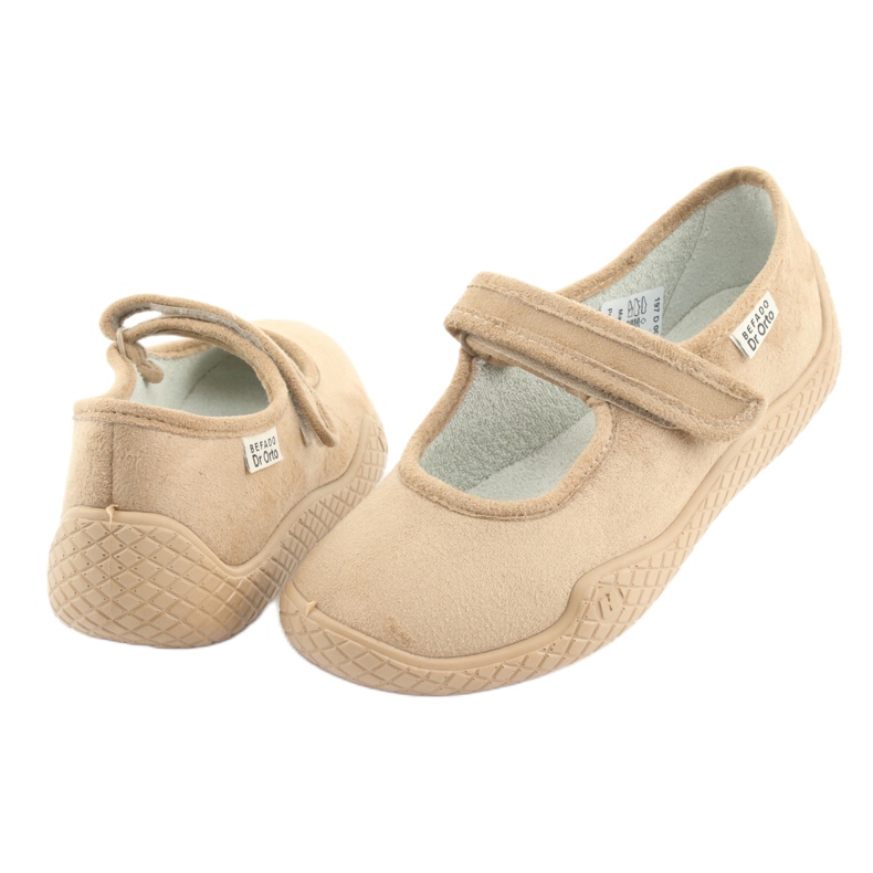 Dr.orto Befado Frauen Ballerinas Pu-Young 197D004 Beige Klettverschluss Silber-Einsatz 4