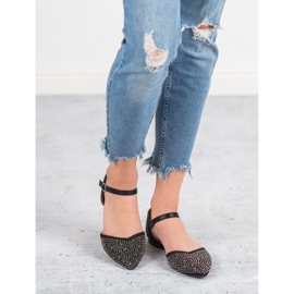 Primavera Verschlossene Ballerinas mit Cubic Zirkonia schwarz 1