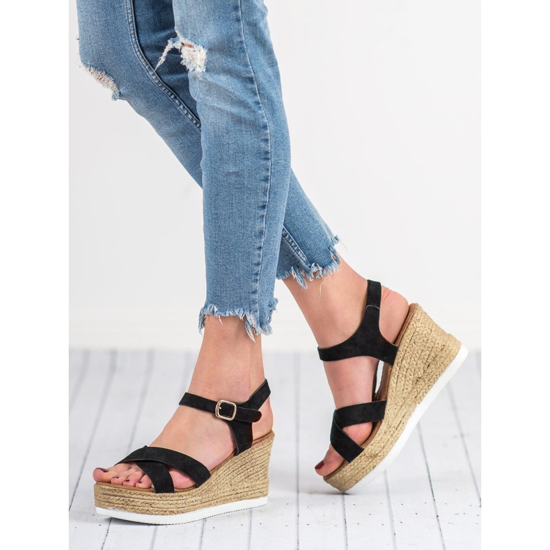 JESSY ROSS Schwarze Wildledersandalen 1