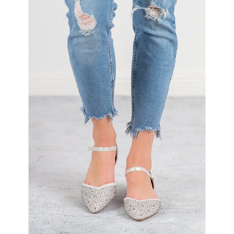 Primavera Verschlossene Ballerinas mit Cubic Zirkonia grau 1