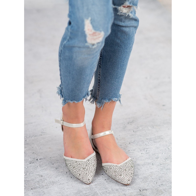 Primavera Verschlossene Ballerinas mit Cubic Zirkonia grau 2