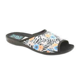 Damen Zebra Adanex 23877 Hausschuhe weiß schwarz blau orange 1