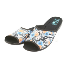Damen Zebra Adanex 23877 Hausschuhe weiß schwarz blau orange 3