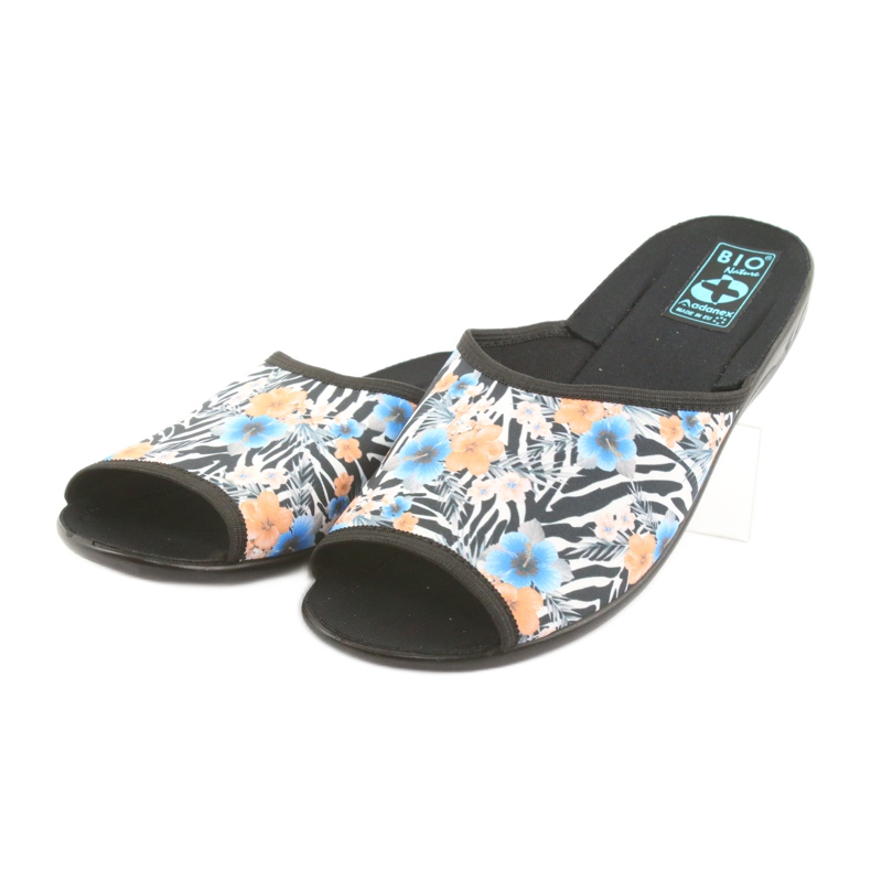 Damen Zebra Adanex 23877 Hausschuhe weiß schwarz blau orange 3