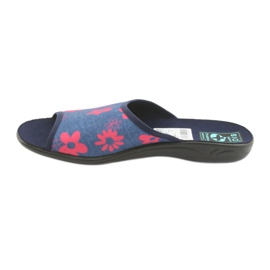 Damenhausschuhe mit Blumen Adanex marineblau rosa 2