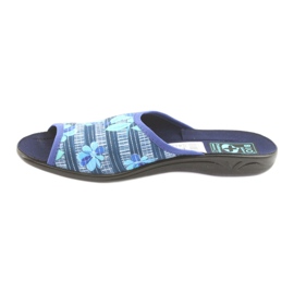 Damenhausschuhe mit Blumen Adanex 23863 marineblau blau grün 2