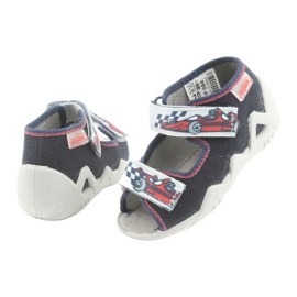 Befado Kinderruhschuhe 250p084 Marineblau/Rot mit einem Auto grau 4
