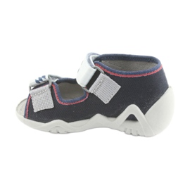 Befado Kinderruhschuhe 250p084 Marineblau/Rot mit einem Auto grau 2