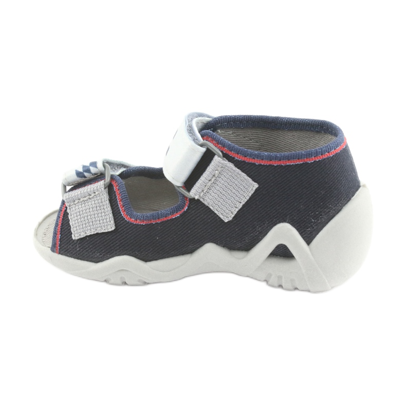 Befado Kinderruhschuhe 250p084 Marineblau/Rot mit einem Auto grau 2