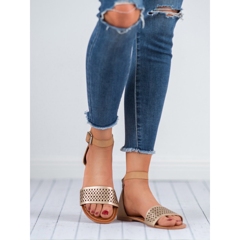 Evento Durchbrochene Sandalen braun gelb 1