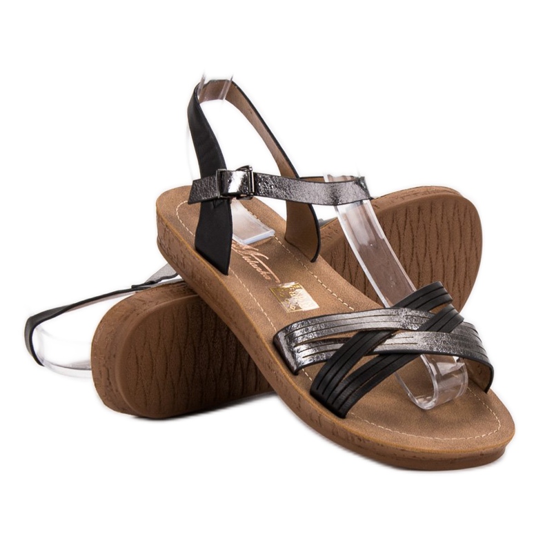 SHELOVET Bequeme Sandalen schwarz 1