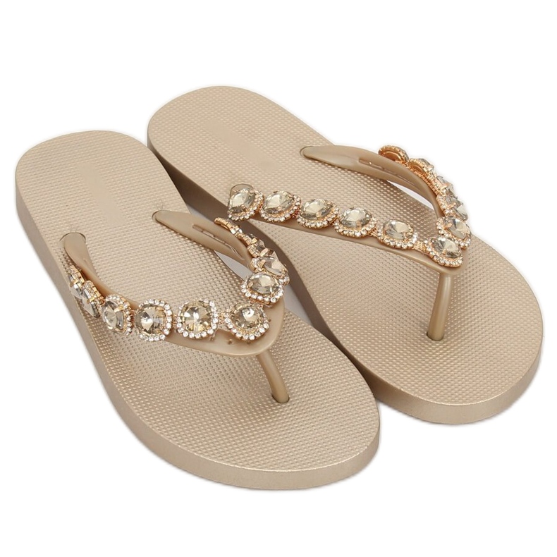 Elegante Flip-Flops mit goldenen JH69 Gold Steinen 1