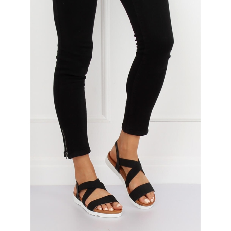 Schwarze Damensandalen P0P1268-16 Schwarz 1