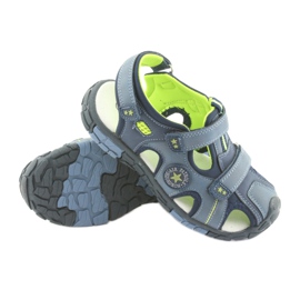 American Club Kindersandalen mit amerikanischem DR02 Ledereinsatz marineblau blau grün 3