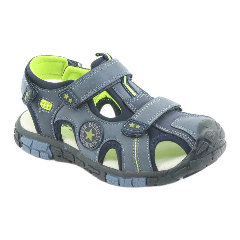 American Club Kindersandalen mit amerikanischem DR02 Ledereinsatz marineblau blau grün 1
