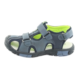 American Club Kindersandalen mit amerikanischem DR02 Ledereinsatz marineblau blau grün 2