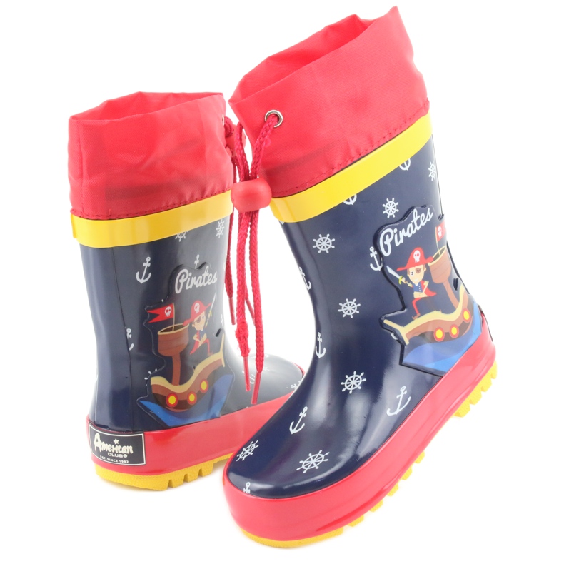 American Club American Pirat Kinder Regenstiefel rot navy blau 4