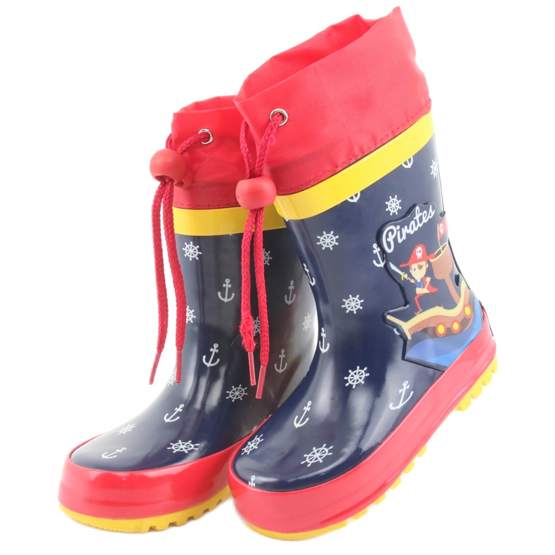American Club American Pirat Kinder Regenstiefel rot navy blau 3