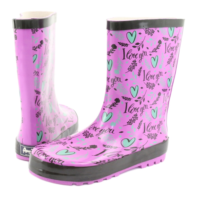 American Club Amerikanische Herzstiefel schwarz violett grün 4