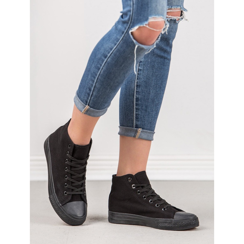 SHELOVET Schwarze hohe Sneakers 2