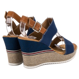 Goodin Sandalen aus Denim braun blau 1