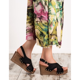 SHELOVET Wildleder Sandalen schwarz 2