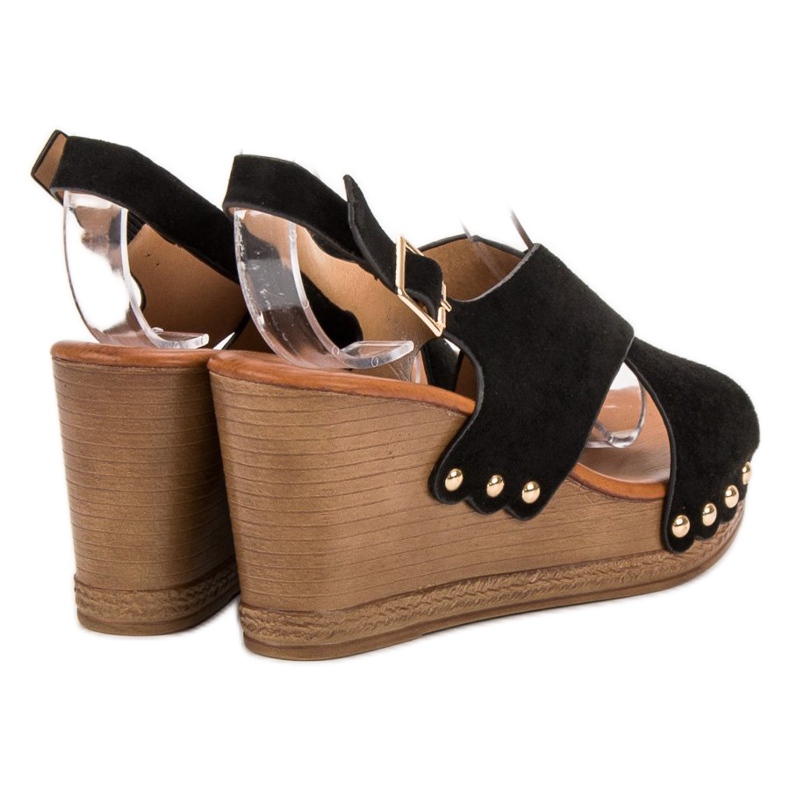 SHELOVET Wildleder Sandalen schwarz 1