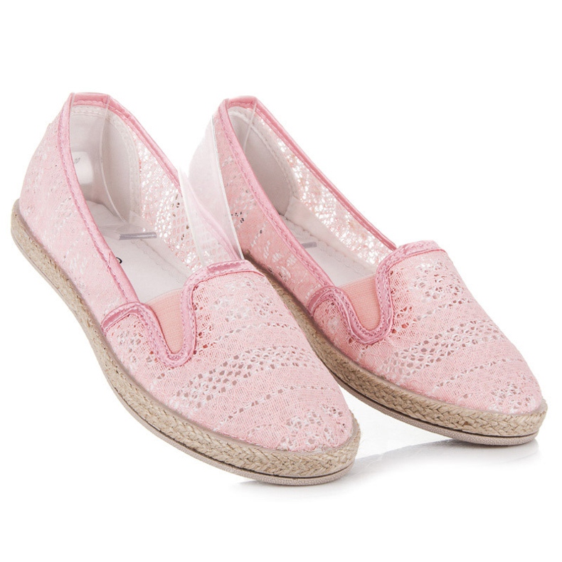 Balada Espadrilles aus Spitze zum Hineinschlüpfen rosa 2