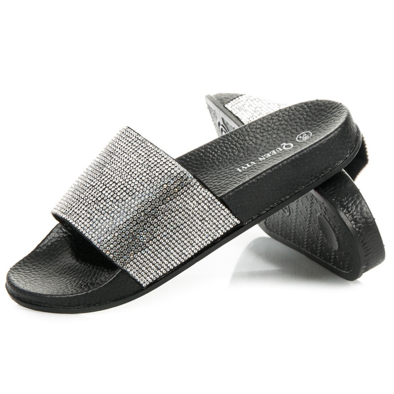 Queen Vivi Hausschuhe mit Kristallen schwarz 1