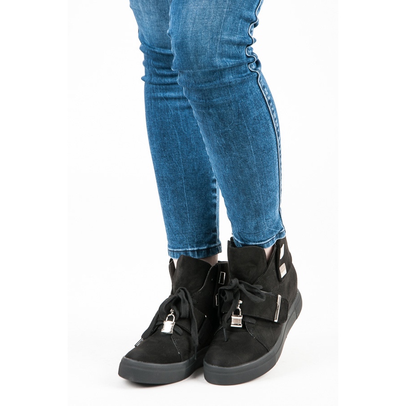 Seastar Wildleder Keil Turnschuhe schwarz 1