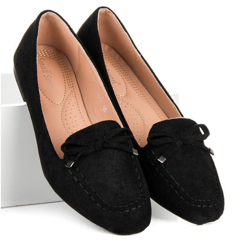 Small Swan Wildleder-Loafer mit Schleife schwarz 1