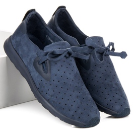 Kylie Durchbrochene Slipons aus Wildleder blau 2