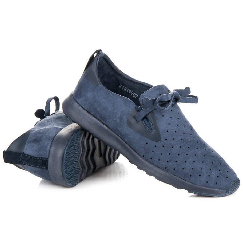 Kylie Durchbrochene Slipons aus Wildleder blau 1