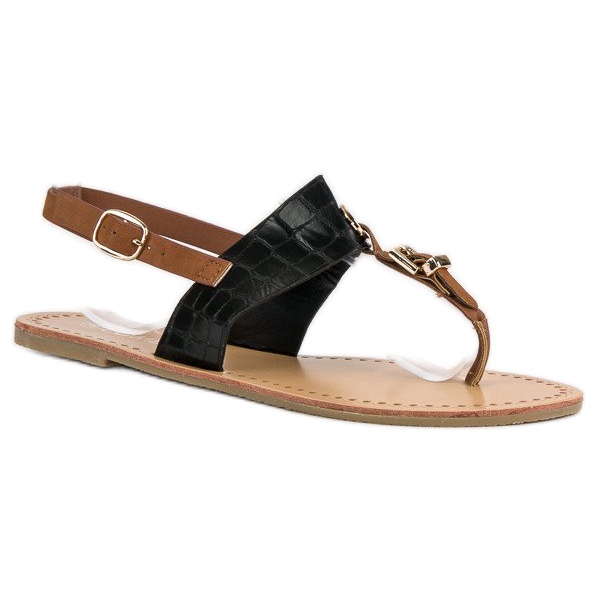 Comer Stylische Flip-Flop-Sandalen braun schwarz 1